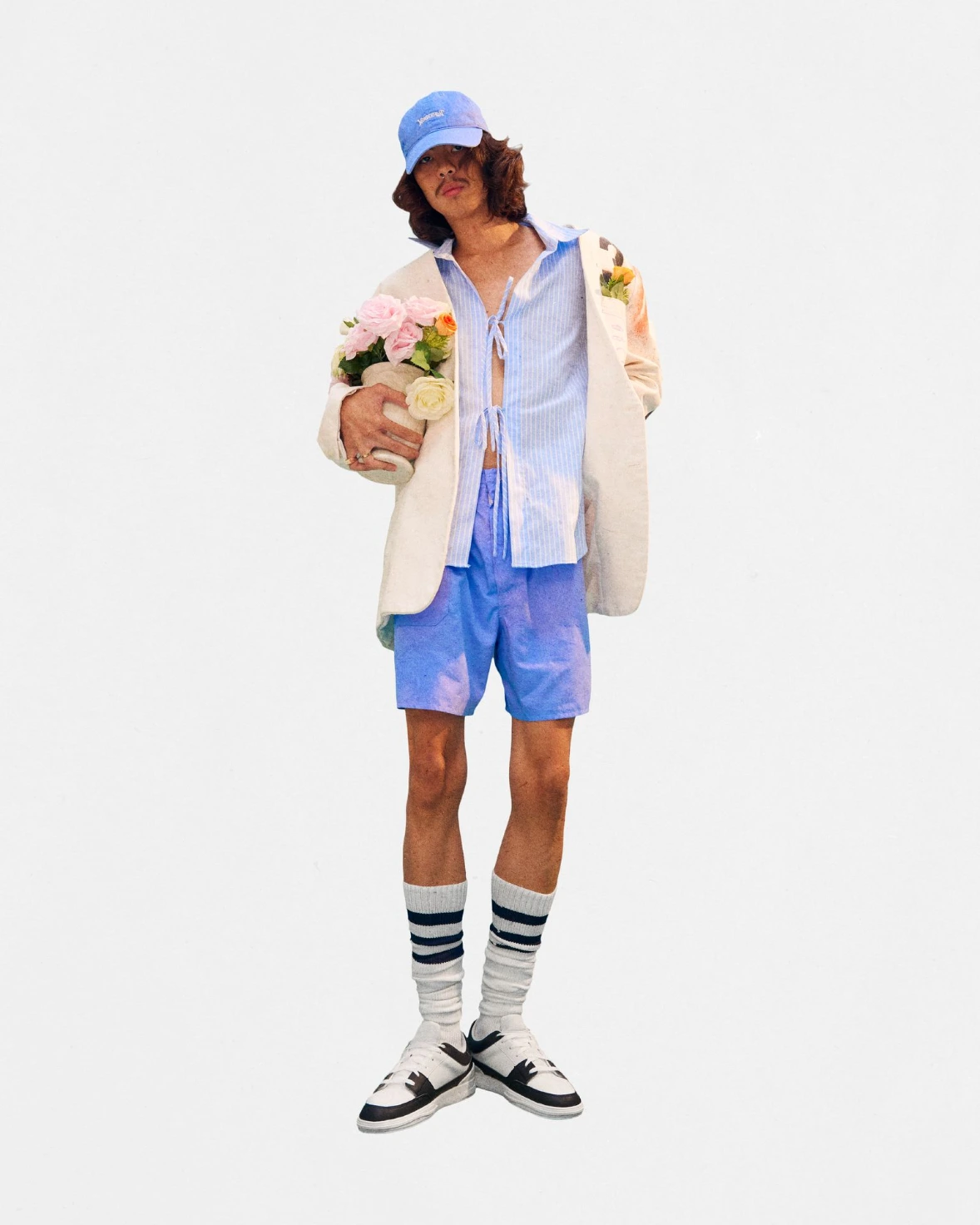 Loptel fashion model styled with casual sneakers
